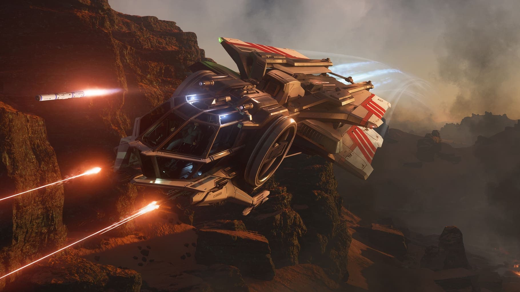 RSI Aurora light starter ship on a landing pad