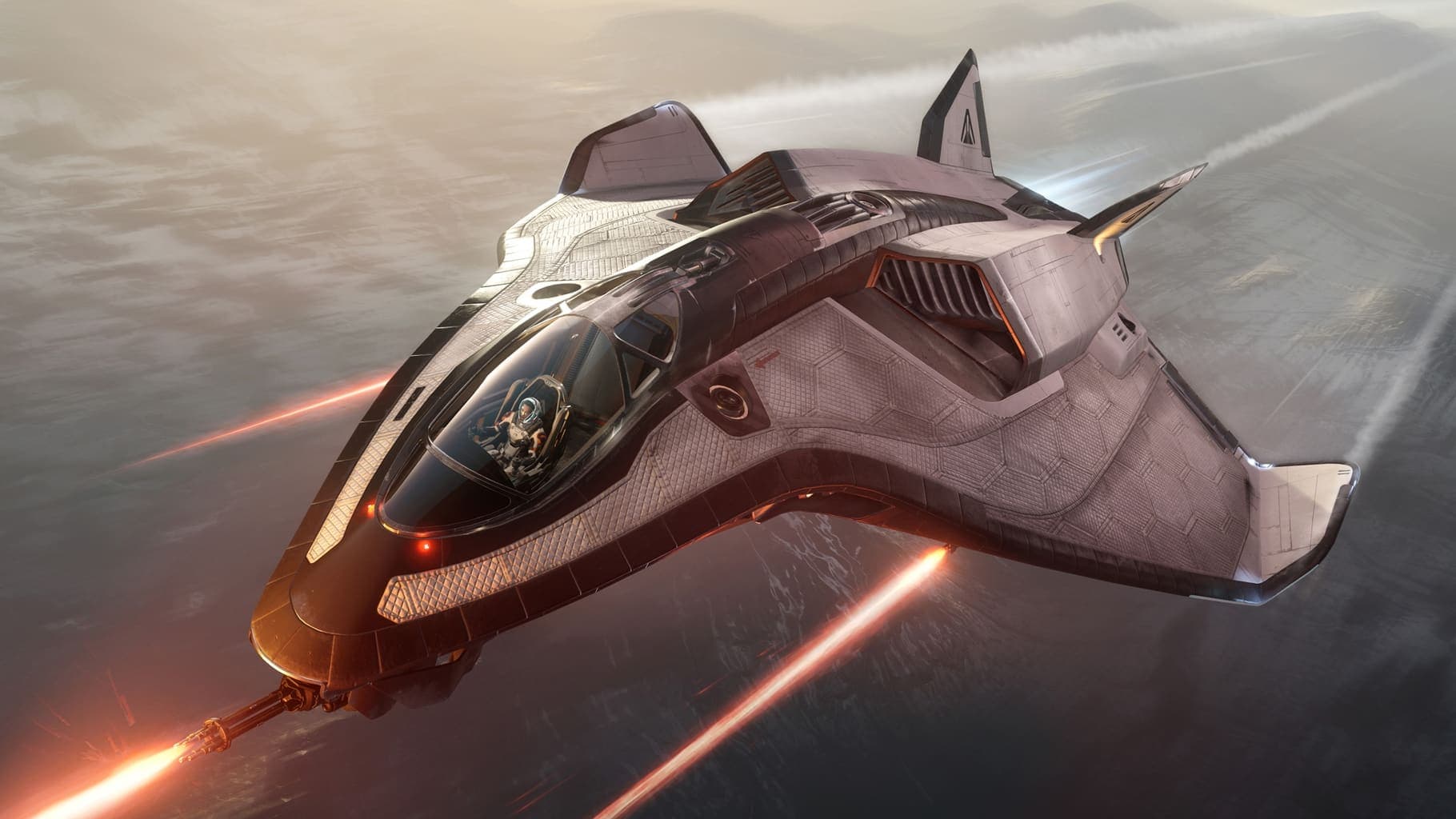 Aegis Avenger Titan starter ship on a landing pad